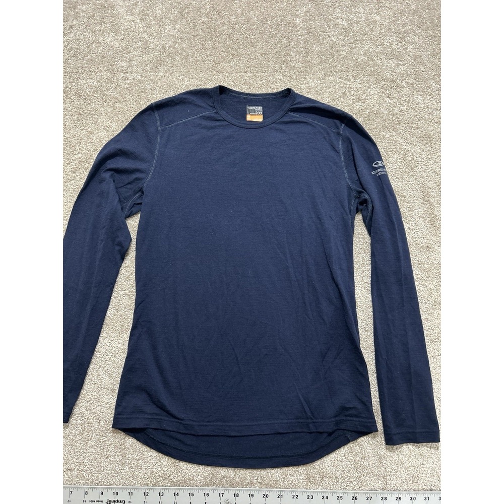 Icebreaker Men's M Merino 200 Oasis Long Sleeve Crewe Thermal Top In Navy